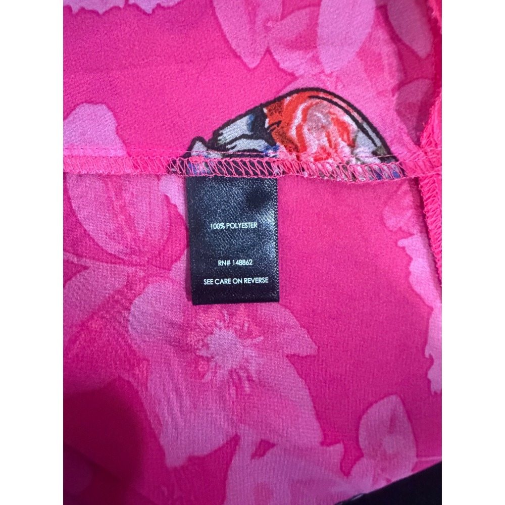 Torrid Pink Skull Floral Chiffon Kimono Cardigan Duster Layering Jacket Size 0 - Picture 5 of 6